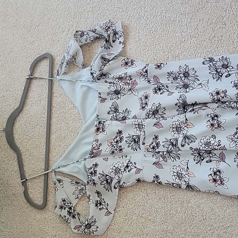 Maxi Floral Dress Lined S Cold Shoulder - Picture 5 of 6